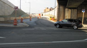 The ramp leading west onto the freeway