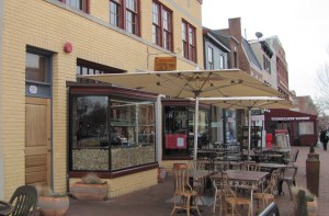 The unmarked door at left is the unassuming entrance to Harold Black Speakeasy and the now-closed Suna