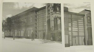 View From 11th Street of Frager's Planned Glass Atrium