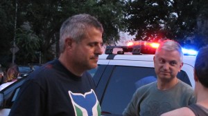 Mark Shlien, on left, captured early photos of the fire