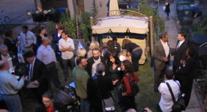 Host Francis Campbell Greets Allen at the Campaign Kick-off