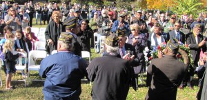A crowd of more than 200 gathered today in Folger Park to honor veterans.