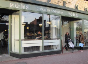 Sona - at 660 Pennsylvania Avenue, SE.  Co-owner Conan O'Sullivan (in window)  thanks customers.
