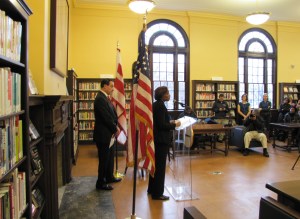 Interim DC Chief Librarian Joi Mecks introduced the Mayor and closed the ceremony