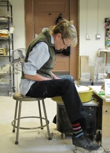 Instructor Lynn Murphy at the Potter's Wheel Last Sunday