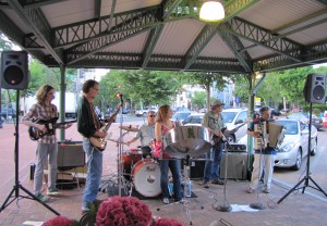 Eastern Market Potluck.  “Little Red and the Renegades” started early and played late.  The popular regional band played a mix of Zydeco, New Orleans Funk, and World Beat.  That’s band leader Little Red (Tom Corradino) on squeeze box.  