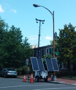 Solar Powered Security Cameras Installed Last Week by MPD Keep an Eye on the Corner of 9th and C Streets, SE, Close to Where Two Slasher Robberies Have Taken Place