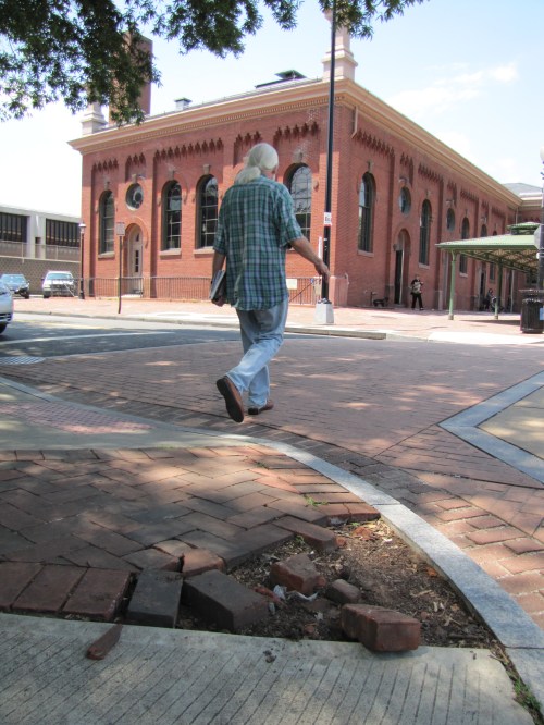 Maybe a few bucks could be pried loose from the $75,000 DDOT granted Barracks Row for paver and brick maintenance to fix this dangerous hazard at 7th and C Streets, SE