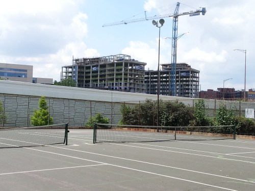 Where Did This Come From?  High Rise South of the Freeway.  Photo from Tennis Courts at Garfield Park, Third Street, SE