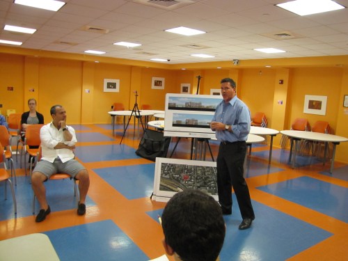 Sia Madani of Madison Investments (seated) and Jeff Goins of PGN Architects, Present Rederings of 900 I Street Development to ANC6B's Planning and Zoning Committee