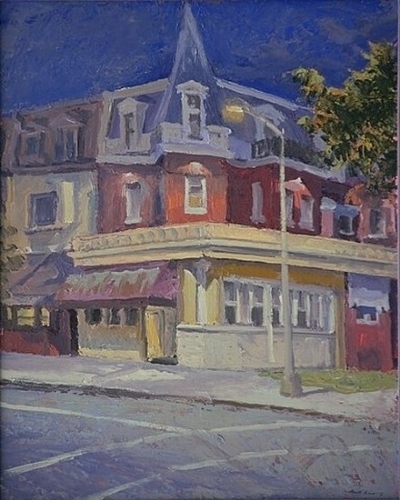 Corner of 5th.  Acrylic on masontie.  30"X24" - $4,000