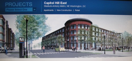 Preliminary Concept, South Building of Proposed Donatelli/Blue Skye Project on Reservation 13, Viewed from Stadium Armory Metro 