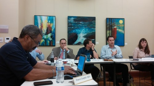 ANC6B Commissioners Campbell, Pate, Frishberg, Flahave, and Loveland before the Vote on the Ugly Mug.  Photo: Kathleen Frydl