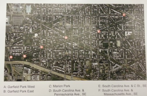 Aerial View of the Six Potential Sites for the Swamp Fox Memorial