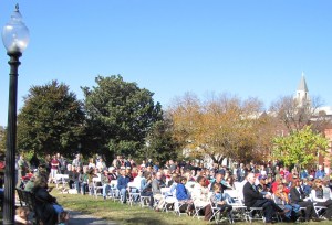 A Crowd of Nearly 200 Veterans and Those Who Expressed Their Appreciation for Their Service Attended Today's Ceremony in Folger Park