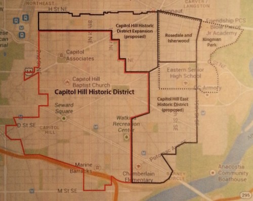 Graphic Showing Proposed Expansion of Capitol Hill Historic District and Creation of a New Capitol Hill East Historic District