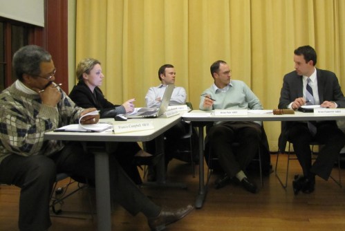 Left to right:  Commissioners Campbell (retiring), Opkins (retiring), Peisch (retiring) Pate (retiring) Flahaven (returning)