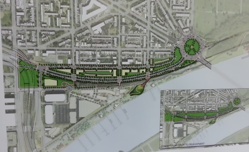 Concept A.  4 Lanes, Residential, Bus Parking (Click to enlarge)