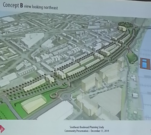 Concept B.  Looking Northeast.