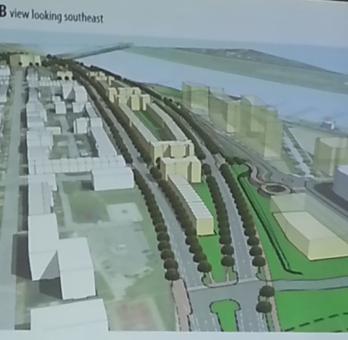 Concept B.  Looking Southeast.