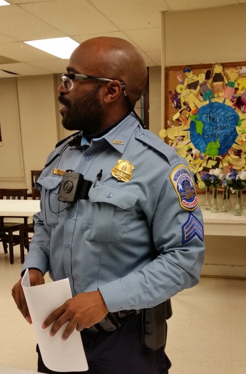 Sergeant Curry, MPD District One, Wears One of the 160 Body Cameras Being Tested in the City