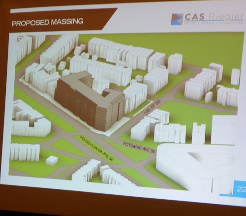 Schematic showing massing of proposed mixed use project for 1401 Pennsylvania Avenue, SE