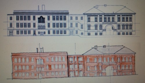 Before and Preliminary After Rendering of the Redevelopment to the Two Historic Buchanan School Structures
