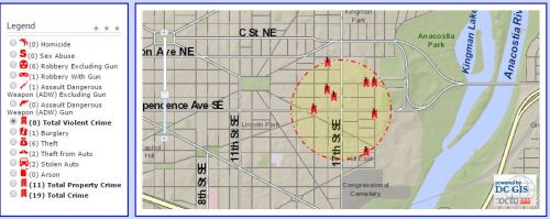 Violent Crimes w/in 1500 feet of 17th and Independence in the last 30 days