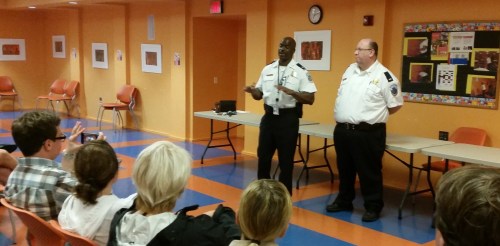MPD 1st District Commander Jeff Brown and Lt. James Dykes take residents' questions on crime