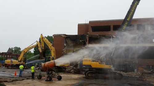 View of Hine Jr. High demolition, facing east.