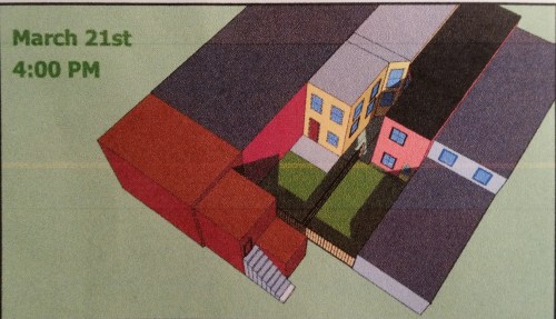 11th Street residents' study showing the effect of 1015 E Street (in red) on their properties (yellow and pink)