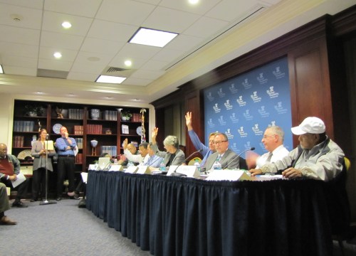Lacking meeting space in a public building, ANC6C holds its monthly meetings in space provided by the Heritage Foundation
