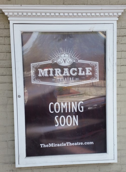 A building permit on the front of the National Community Church on Barracks Row authorizes extension of the facade for a ticket booth and the installation of a theater sign on the facade of the second story.  Evidently the Miracle on 8th Street is a step closer to reality.  See the CHC posting of June 16, 2012 here:  http://bit.ly/1N38FIW 