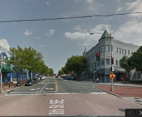 View of 8th Street looking north.  Las Plac's new home will be in the building on the right.