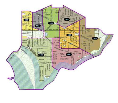 Finally, here's a map of the MPD First District PSAs.  The PSAs can be an effective part of community policing but some have fallen into meaninglessness owing to lack of community participation and ineffective MPD outreach.  