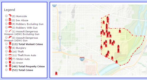 Property Crime in PSA 108 from August 17, 2015, to September 16, 2015