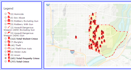 Property Crime in PSA 108 from July 18, 2015, to August 16, 2015