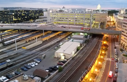 View of H Tracks and Union Station Parking Lot Looking South. October 14, 2015
