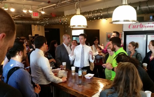 Councilmember Charles Allen at this morning's monthly community office hour at Curbside Cafe 