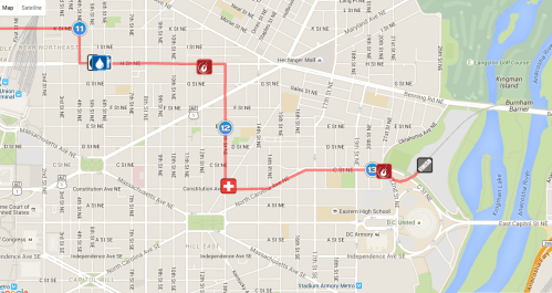 The tentative course through Capitol Hill for the 2016 Rock 'n Roll Marathon