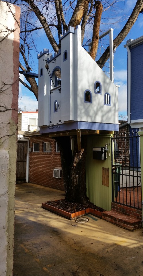 The treehouse over Archibald Walk will have to Be moved back off public space
