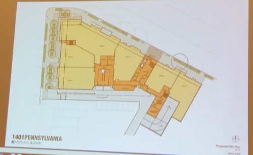 Foot print of first floor showing available retail space.  