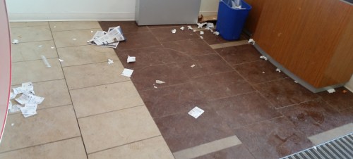 The ATM's interior last  Wednesday afternoon speaks to the casual  indifference  of the bank or the clientele or both.