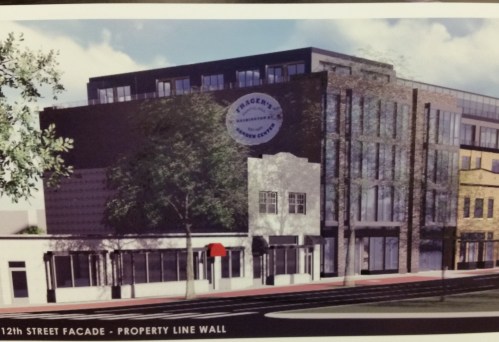 12th Street Facade, showing restoration of the Frager's logo.