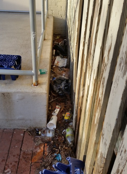 To the right of CVS' back door.