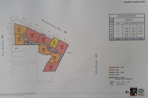 Fourth floor.  four 2 BR plus den, four 2 BR, one 1 BR