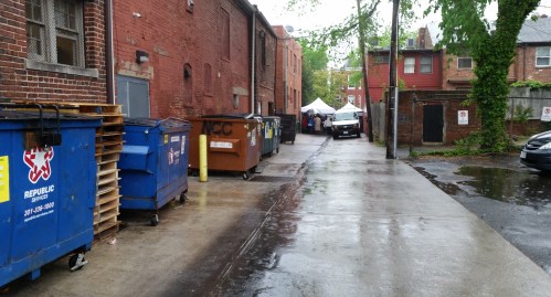 The alley on the west side of the 500 block of Barracks Row seldom looks this clean, having been spruced up prior to the Mayor's arrival