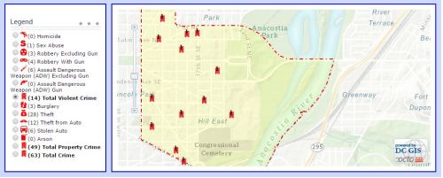 Crime Map for last 30 days in PSA 108 - not reflected are three violent crimes in the past 24 hours