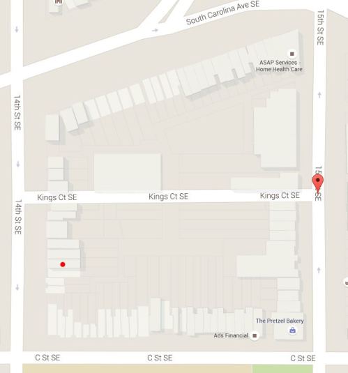 Kings Court.  The Red Dot marks Hess's Project