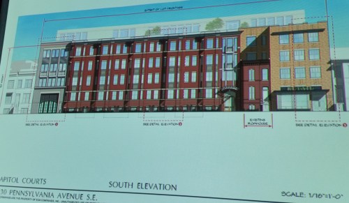 Capitol Courts - mixed use project planned for 1200 blocks of PA Ave SE - South Elevation